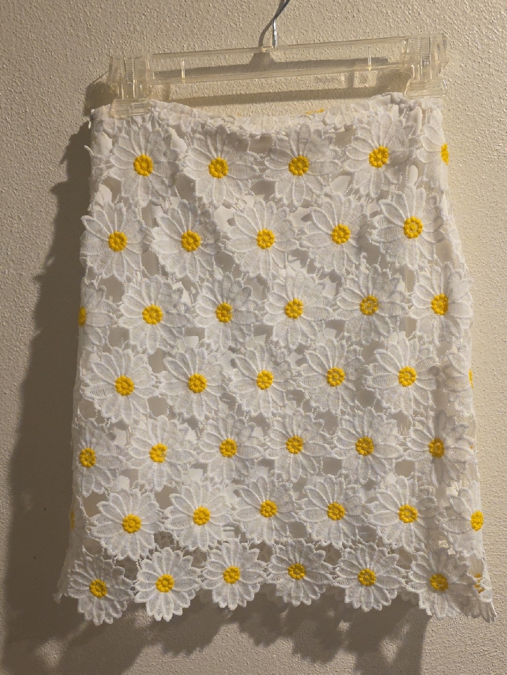 Altar'd State White Lace Daisy Mini Skirt with Yellow Centers - Picture 2 of 3